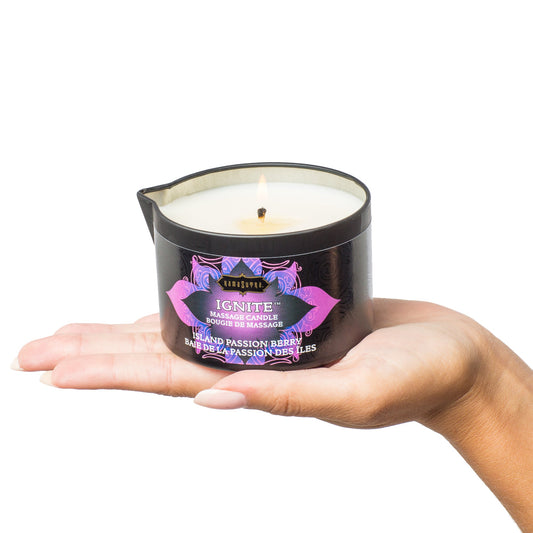 Kama Sutra Ignite Wax Free Massage Candle - Island Passion Berry 6oz