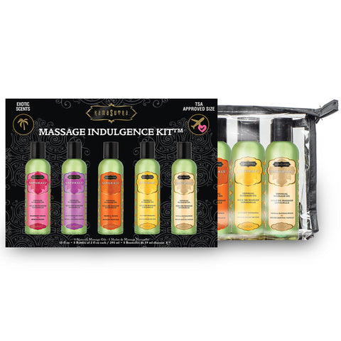Kama Sutra Massage Oil Indulgence Kit  - 5 Bottle Travel Size Gift Set