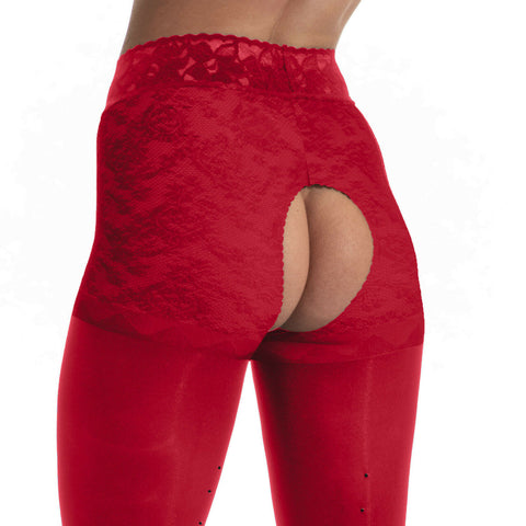 Amour Black Diamond 60/30D Jeweled Crotchless Fashion Tights  - Reg & Plus Sizes