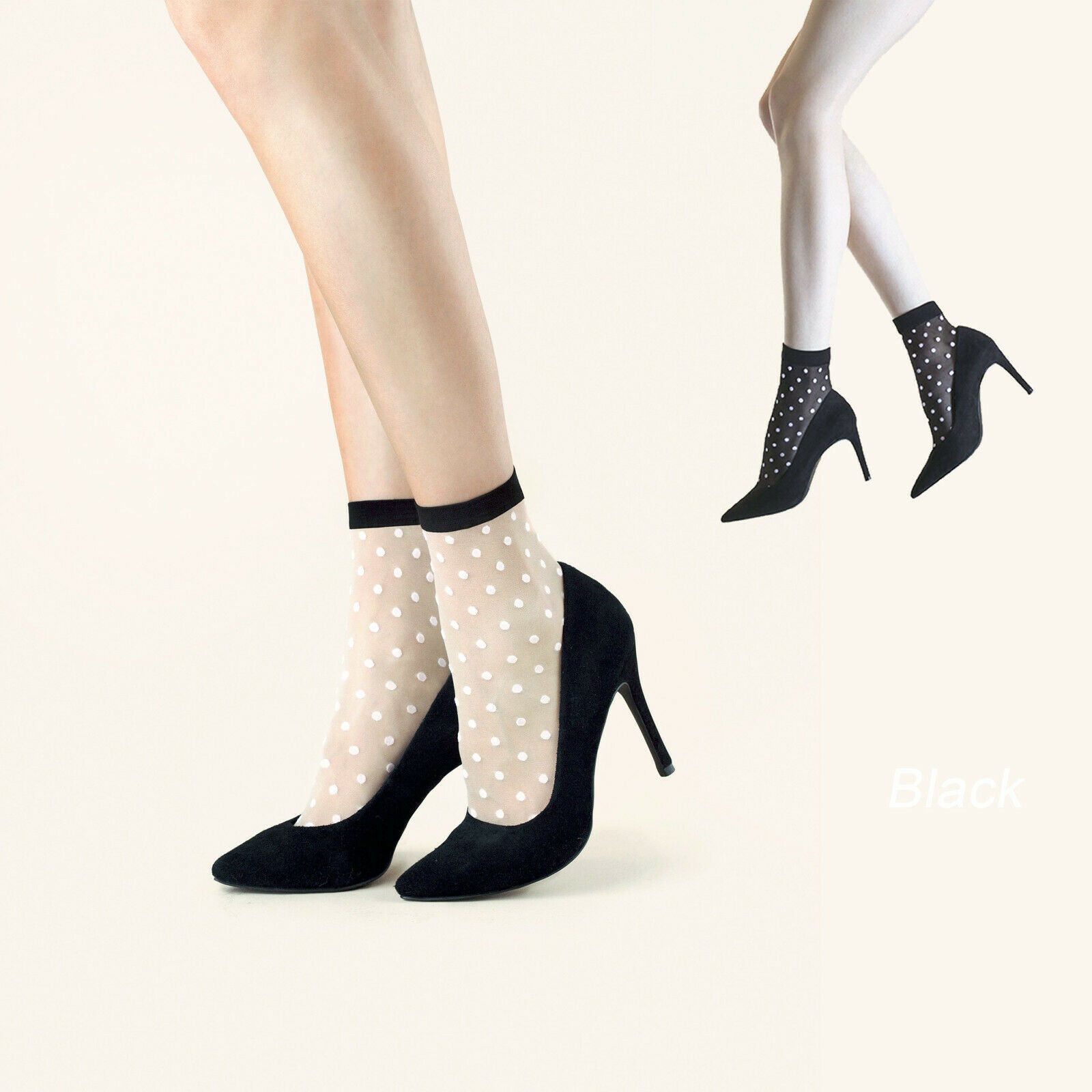 Fiore Bubble Gum 20D Ankle Socks - Sheer Polka Dot Pattern - One Size ...