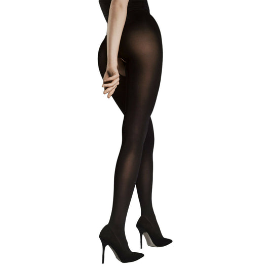 Fiore Ouvert 80 Opaque Crotchless Tights - Reg & Plus Sizes