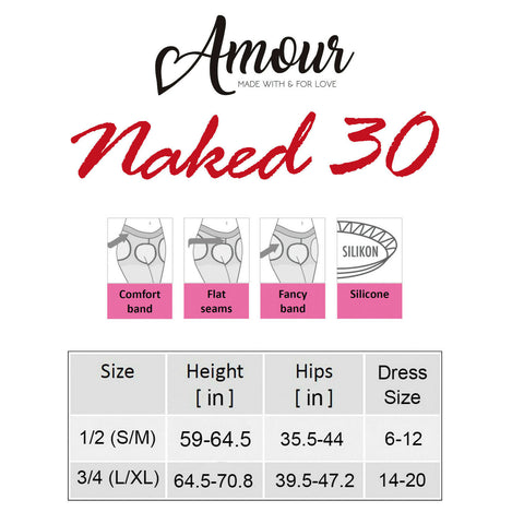 Amour Naked - 30D Luxury Seamless Fashion Tights w/ Lace Waistband