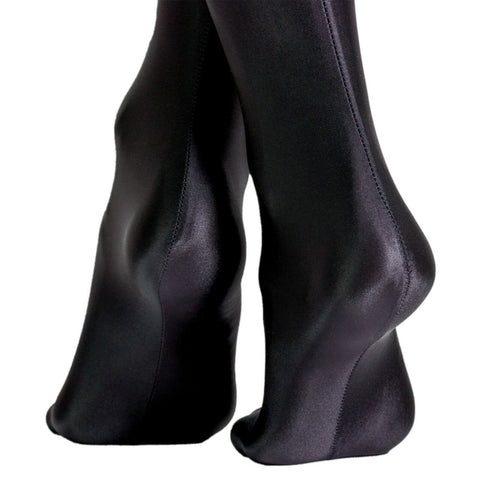 Platino Fata Pantyhose Shiny Opaque Back Seam Tights - Black Medium