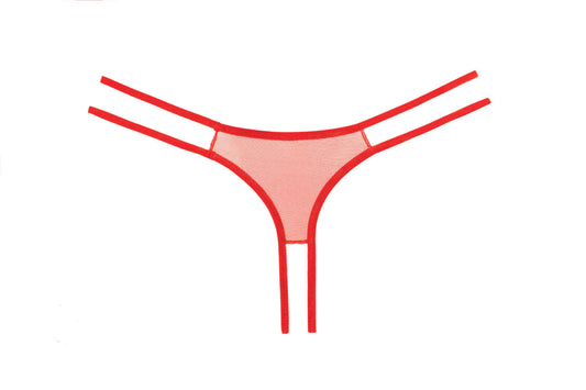 Allure Lingerie Sweet Honey Crotchless Panty  - Red - OS