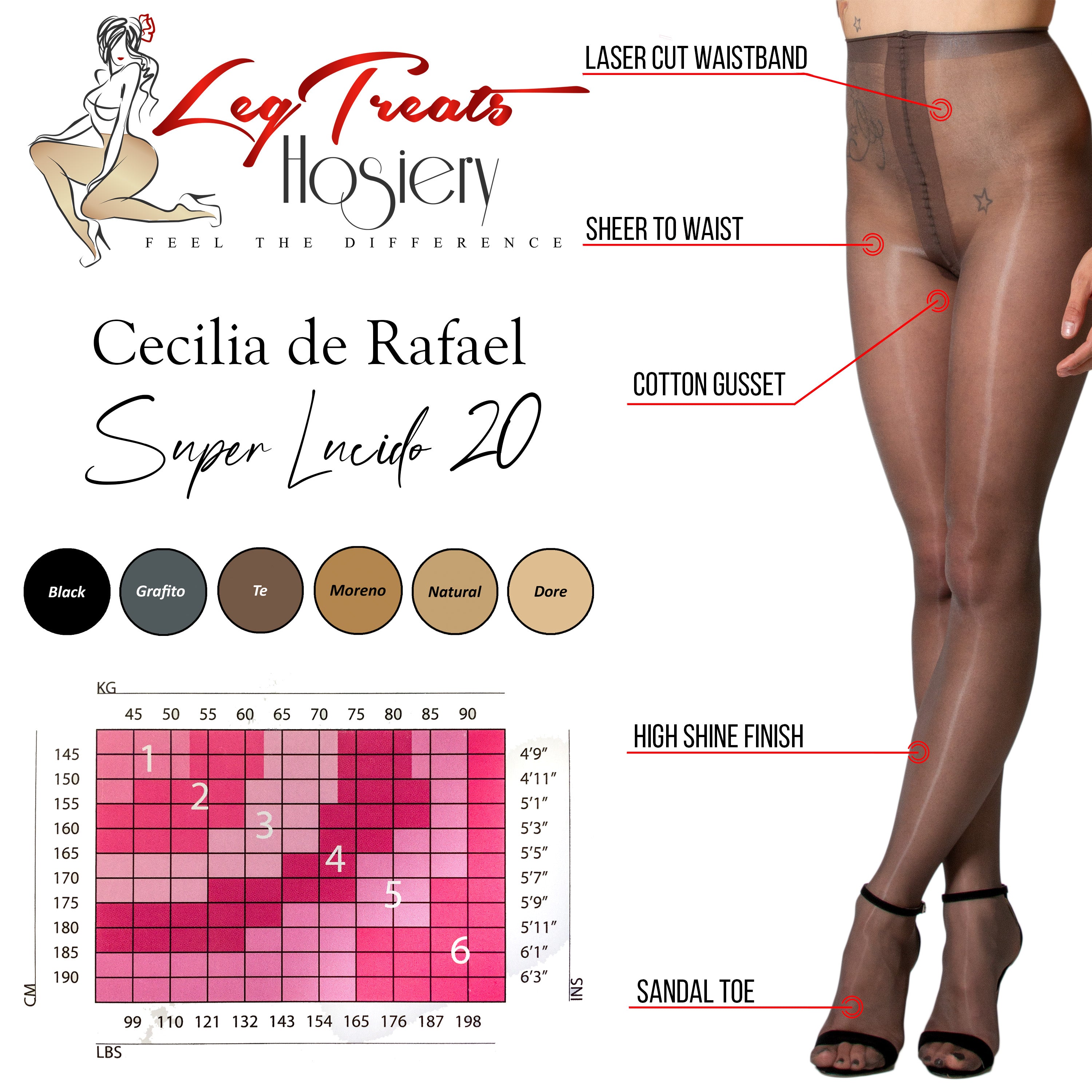 Seamless Pantyhose No Gusset No Seams Miss 20 Sheer Matte Finish CdR