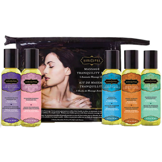Kama Sutra Massage Oil Tranquility Kit - 5 Travel Size Bottle Gift Set