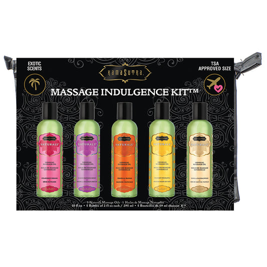 Kama Sutra Massage Oil Indulgence Kit  - 5 Bottle Travel Size Gift Set