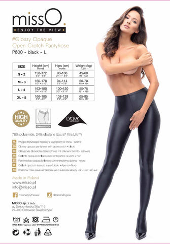 missO Luxury Glossy Opaque Crotchless Tights P800 - Silky Feel Shiny - Plus Sizes