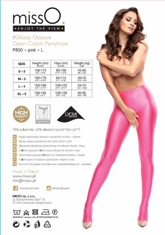 missO Luxury Glossy Opaque Crotchless Tights P800 - Silky Feel Shiny - Plus Sizes