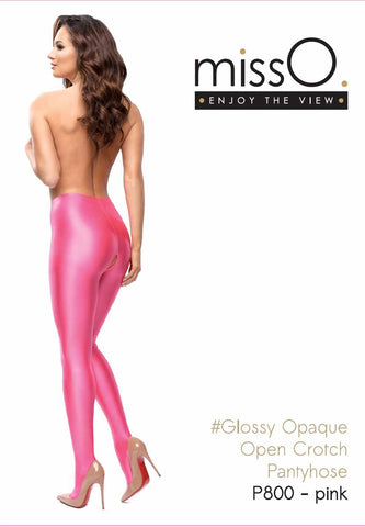 missO Luxury Glossy Opaque Crotchless Tights P800 - Silky Feel Shiny - Plus Sizes